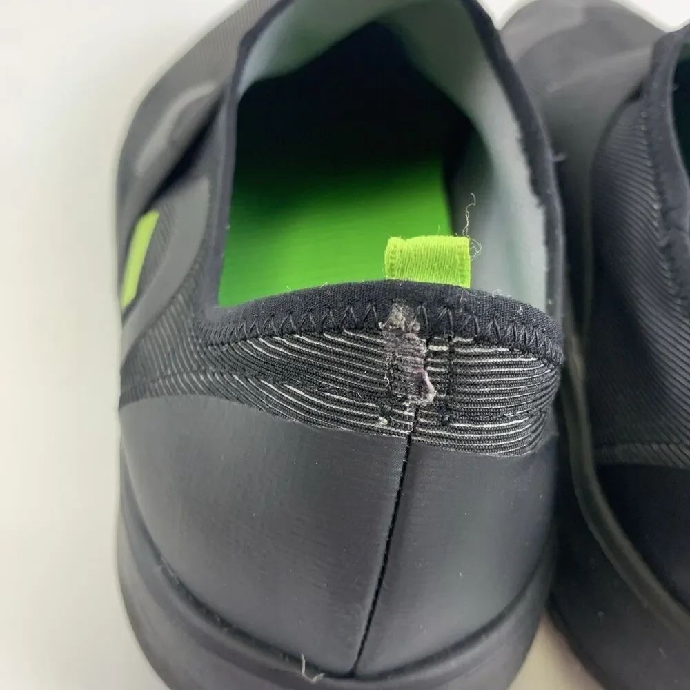 OOFOS OOmg Fibre Low Black Slip On Fabric Stretch Comfort Sneaker Active Mens 10